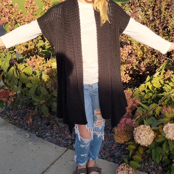🔹️HP🔹️Cristina B black short sleeve chunky collared cardigan size Medium - Picture 4 of 9
